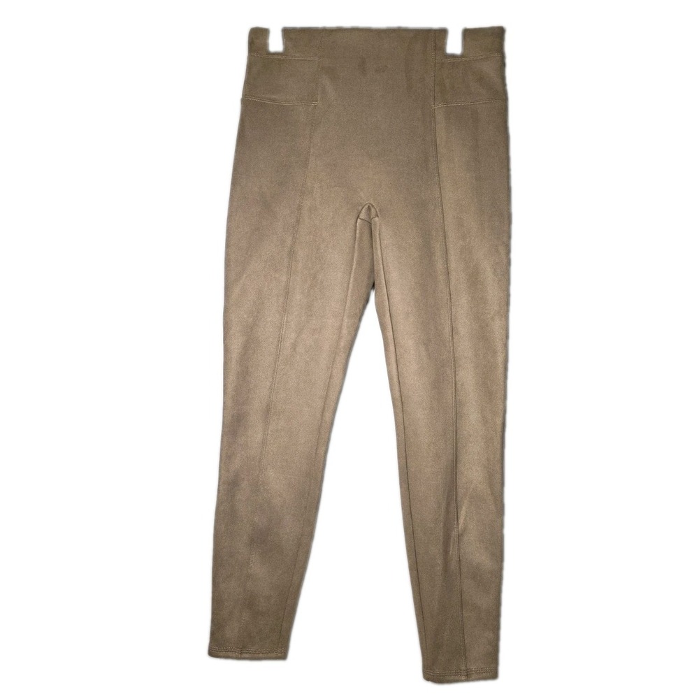 Spanx Faux Suede Leggings Camel Tan High Waisted XL Seam Detail Leggings